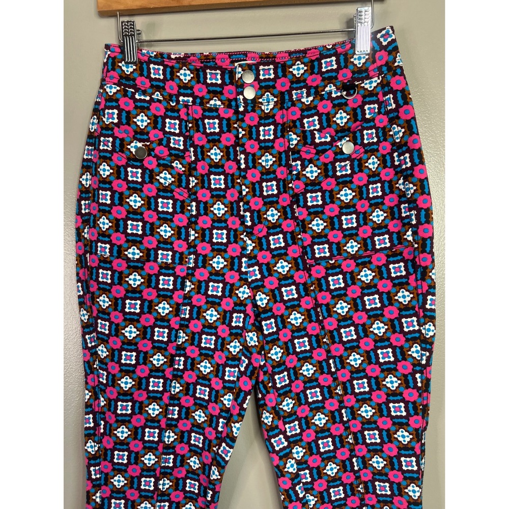 Anthropologie Maeve Slim Ponte Pants size  8 bright maximalist colorful‎ artsy - Picture 8 of 9